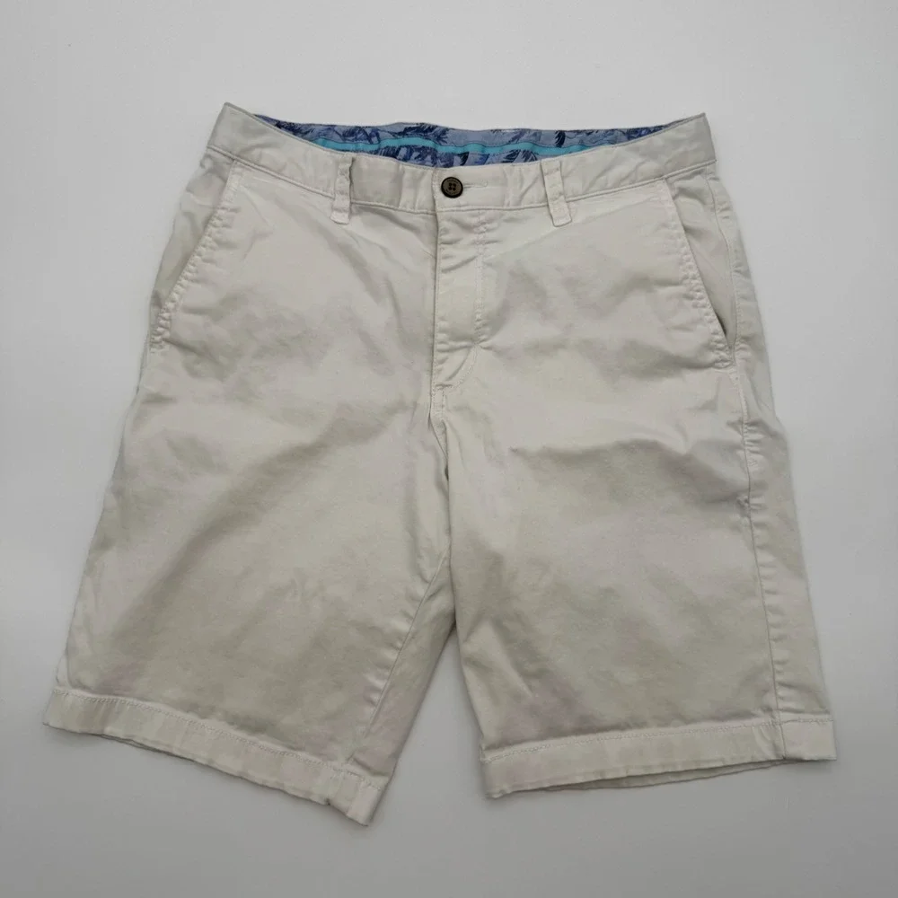 Tommy Bahama Chino Shorts Mens 32 Bone White Cotton Tencel Blend 10